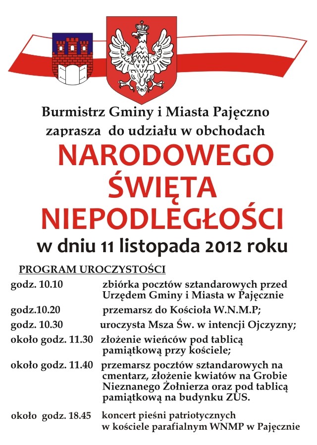 11 listopada dzień niepodległości obchody pajęczno