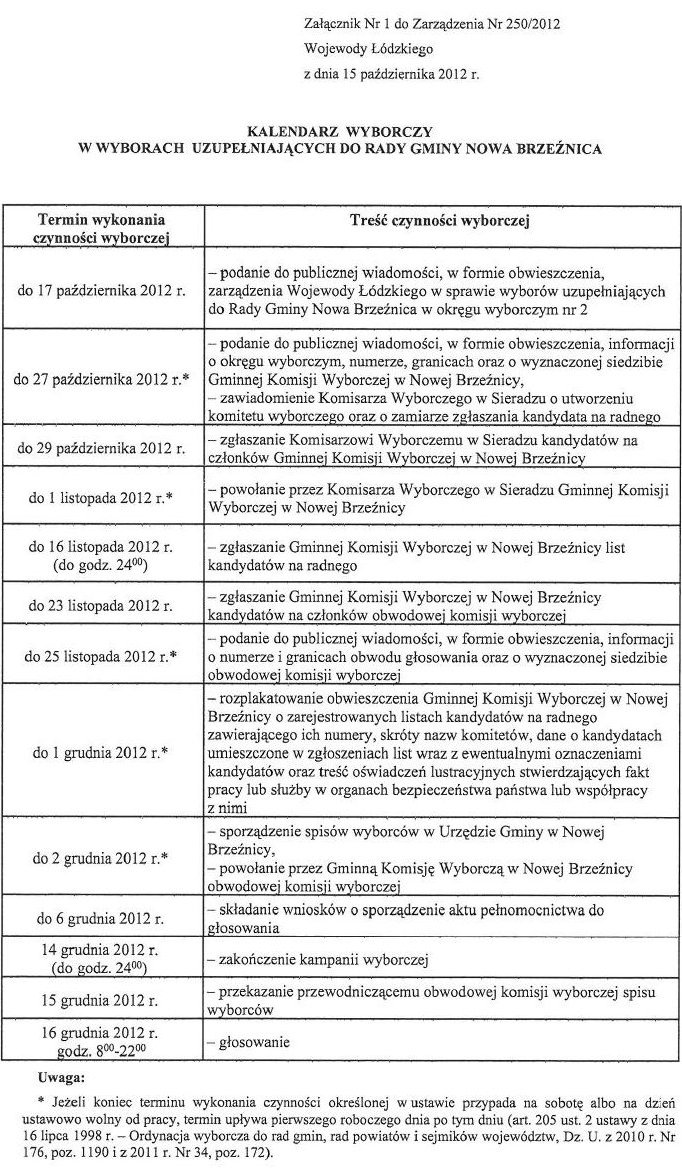 terminarz wybory nowa brzeźnica