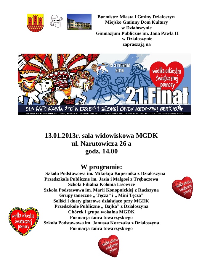wielka orkiestra świątecznej pomocy działoszyn